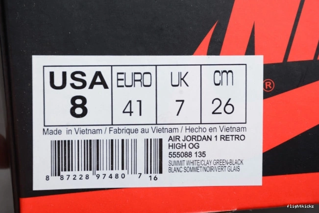 Clay Air Jordan High Green Retro 555088-135 1 OG 0720